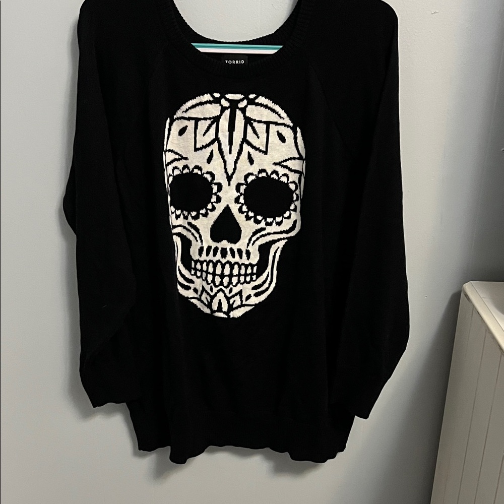 Torrid Black and White Skull Sweater